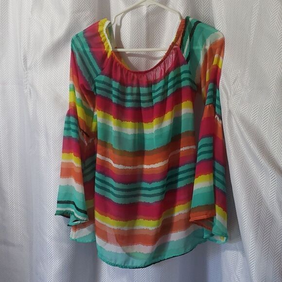 Vall.  Sheer Colorful Top. Size S - Picture 2 of 8